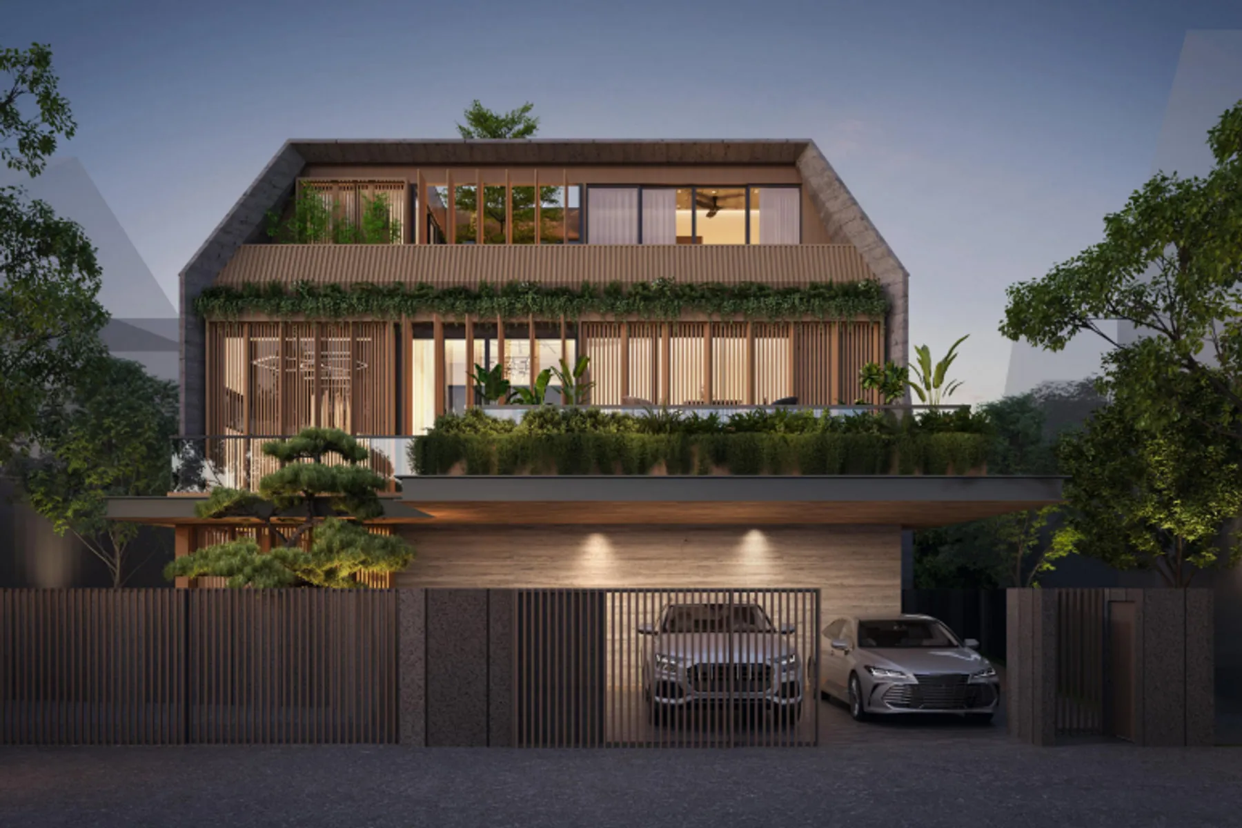 A freehold semi detached home with planted terraces