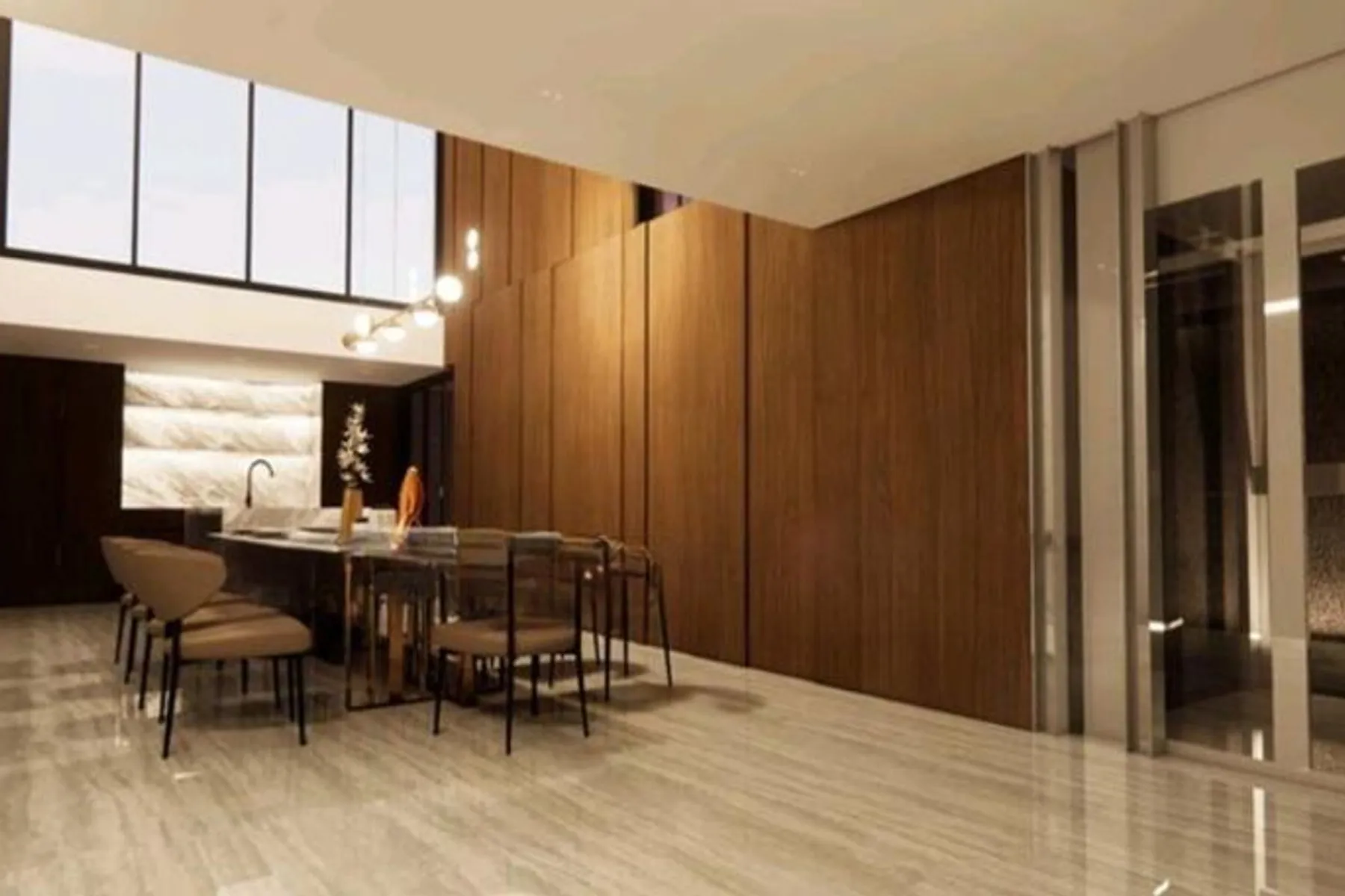 Dining area and timber joinery inside a freehold landed home