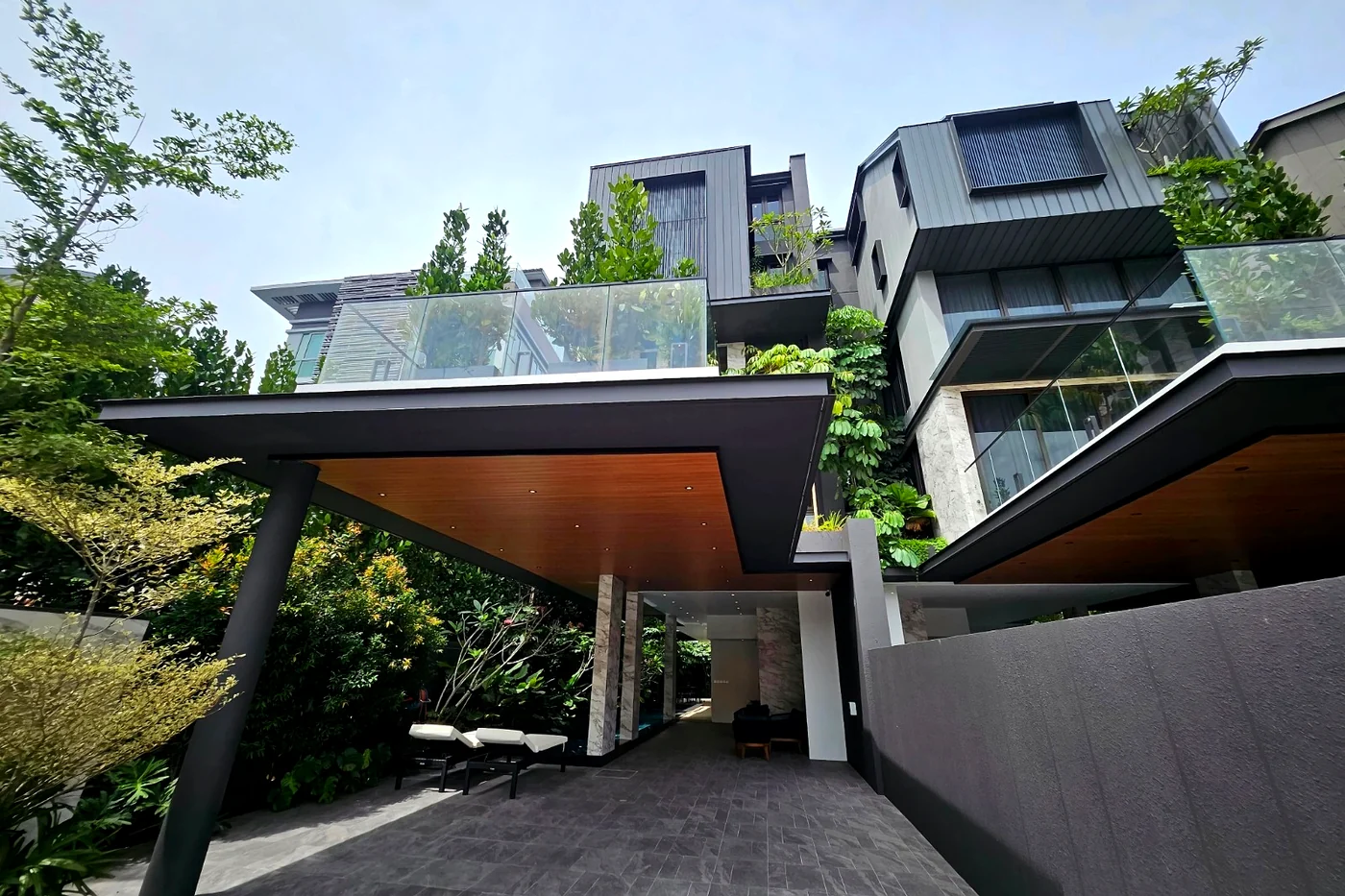 The semi-detached home on Fernhill Road, photographed from the car porch