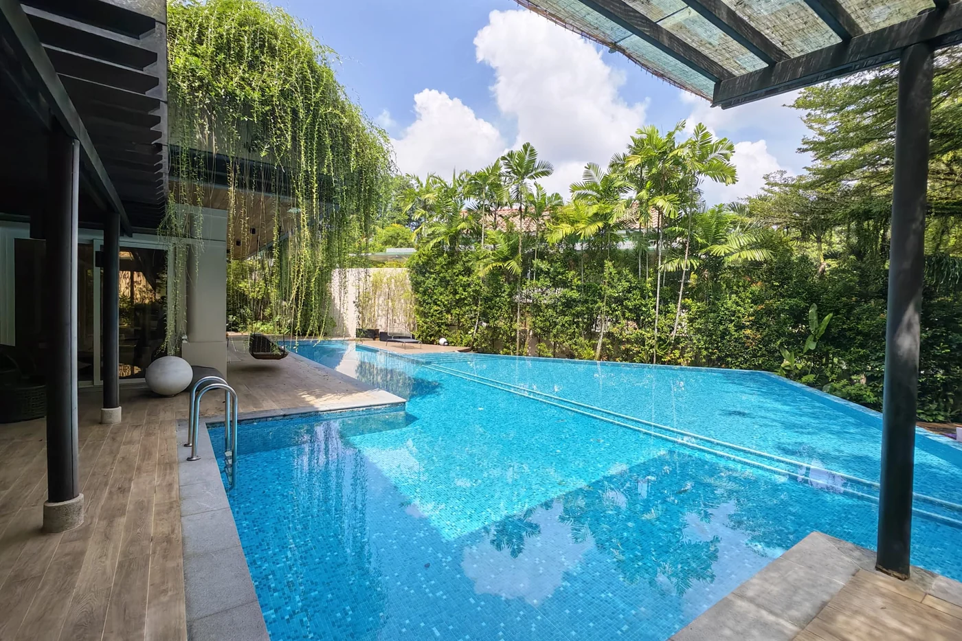 The pool and garden of a Good Class Bungalow near Holland Road