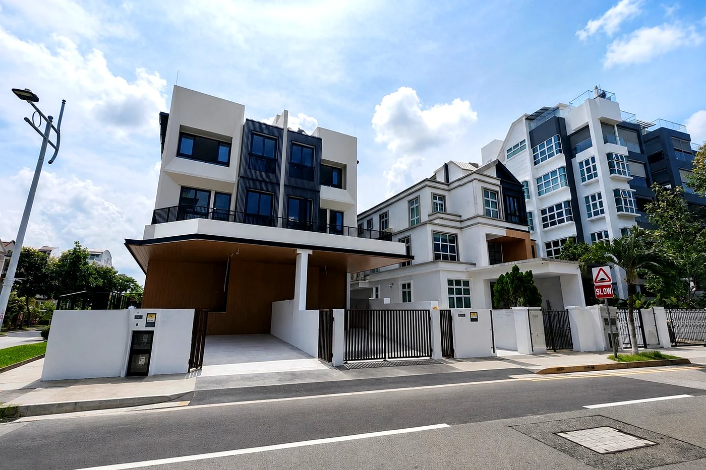 The semi-detached home at Telok Kurau, photographed from the road